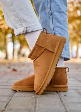 Женские базовые теплые коричневые угги водоотталкивающие 2023 ugg classic ultra mini chestnut4 фото