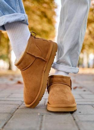 Женские базовые теплые коричневые угги водоотталкивающие 2023 ugg classic ultra mini chestnut9 фото