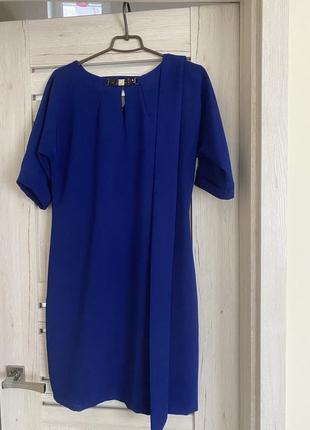 Платье свободное с поясом и карманами