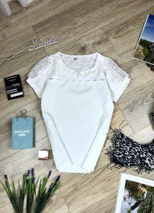 Красивая нарядная блуза рубашка с перфорацией и жемчугом 😍