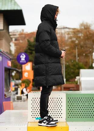 Мужская удлиненная зимняя куртка пуховик качественная черная оверсайз2 фото