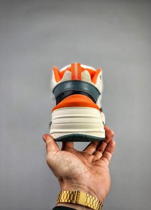 Кросівки жіночі, чоловічі nike m2k tekno, сірі/оранжеві (найк м2к текно)4 фото