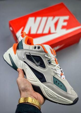 Кросівки жіночі, чоловічі nike m2k tekno, сірі/оранжеві (найк м2к текно)1 фото