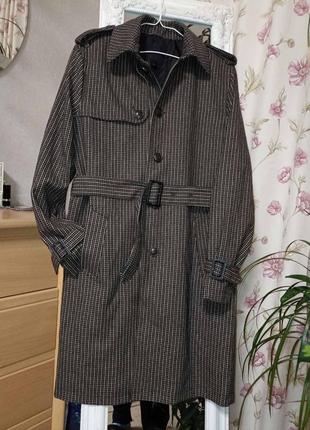 Мужское пальто тренч asos в гусиную лапку с шерстью