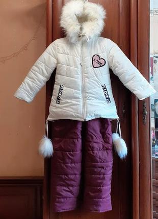 Теплый комплект зимний комбинезон и куртка denchik деньчик1 фото
