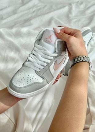 Nike jordan mid light grey shell pink9 фото