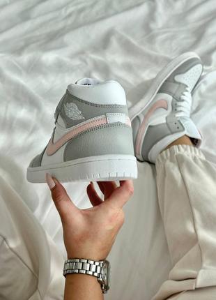 Nike jordan mid light grey shell pink8 фото
