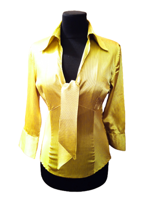 Блузка женская shefly, атлас жёлтая в полоску, m-l