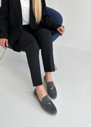 Лофери туфлі жіночі замшеві, натуральна замша, сірі4 фото
