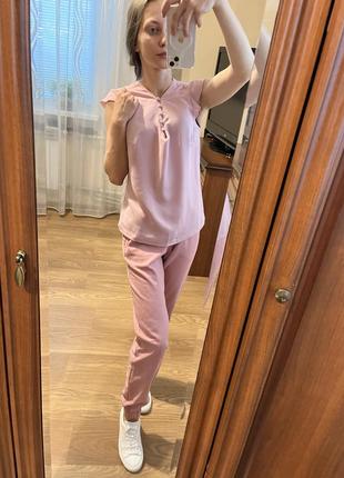 Розовая блузка на пуговицах mohito s🎀2 фото