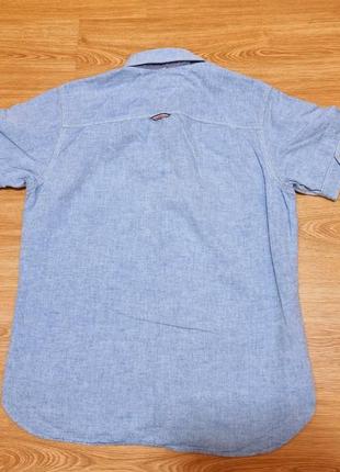 Рубашка Tommy hilfiger denim мужская льняная коттон лен с короткими рукавами2 фото