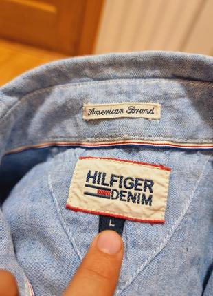 Рубашка Tommy hilfiger denim мужская льняная коттон лен с короткими рукавами4 фото