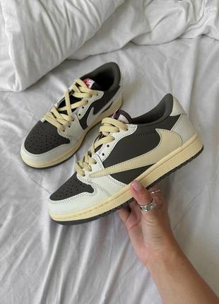 Кросівки nike air jordan 1 low × travis scott reverse mocha