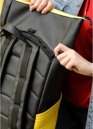 🆕 женский рюкзак rolltop x черный с желтым 🆕7 фото