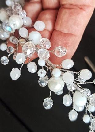 Объемный белый ободок, обруч для волос