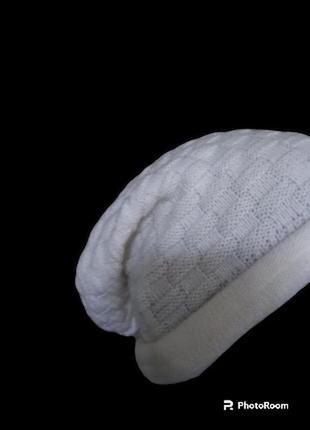 Белая шапочка, шапка чулок, деми3 фото