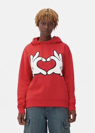 Яркий красный худи свитшот primark mickey mouse heart, микки маус2 фото