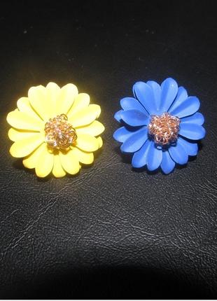 Патріотичні сережки квіти жовто-блакитні, нові! арт. 52513 фото