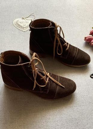 Итальянские, натуральные, замшевые, ботинки, marco piero, коричневые, размер 362 фото