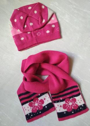 Модные шапка и  шарф для девочки одним лотом2 фото
