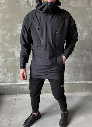 Чоловічий анорак чорний / спортивні куртки для чоловіків на осінь - весну5 фото