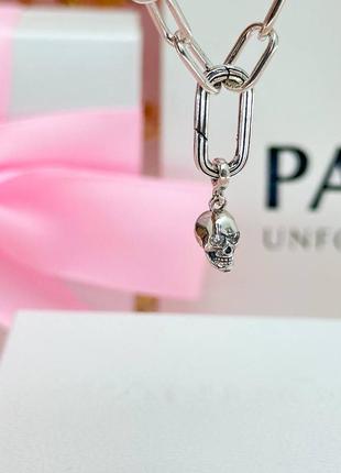 Серебряная бусина «череп» pandora me6 фото