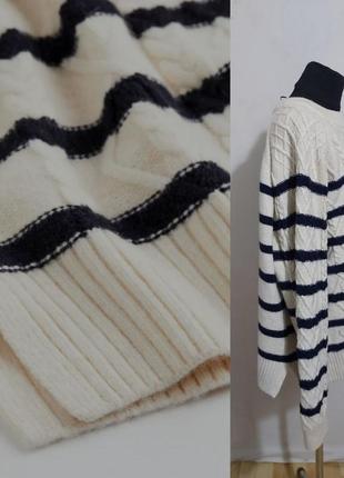 Вязаный свитер оверсайз в полоску с косами h&m4 фото