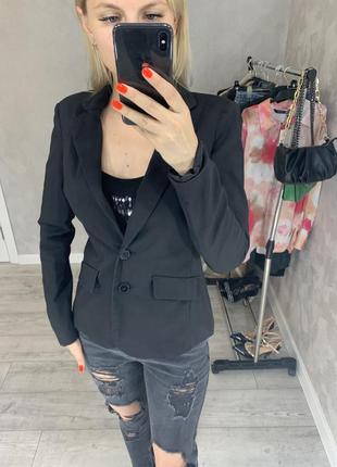 Черный женский пиджак жакет блейзер размер s2 фото
