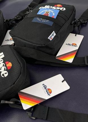 Мессенджер ellesse new черный, борсетка элис черная, стильная сумка через плечо унисекс мужская/женская, бананка купить3 фото