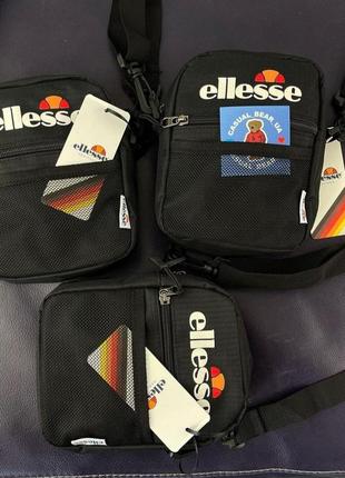 Мессенджер ellesse new черный, борсетка элис черная, стильная сумка через плечо унисекс мужская/женская, бананка купить4 фото