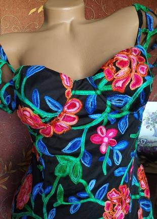 Платье мини с цветочной вышивкой от missguided3 фото