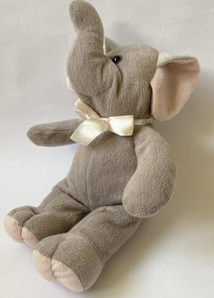 Мягкая игрушка плюшевый слон с розовыми ушами2 фото
