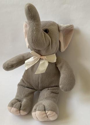 Мягкая игрушка плюшевый слон с розовыми ушами5 фото