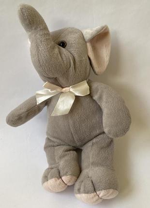 Мягкая игрушка плюшевый слон с розовыми ушами4 фото