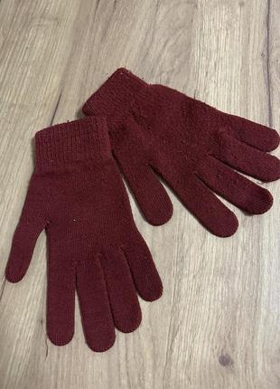 Бордовые перчатки текстильные перчатки