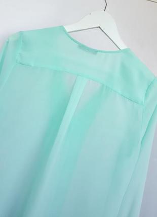 М'ятна блуза kira plastinina ментолова фісташкова шифонова блузка з довгим рукавом напівпрозора блуза кольору тіффвні8 фото