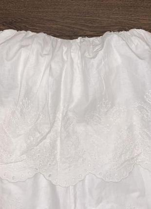 Стильный тонкий белый комбинезон ромпер с корсетом бюстье из хлопка и прошвы вышивки xs5 фото