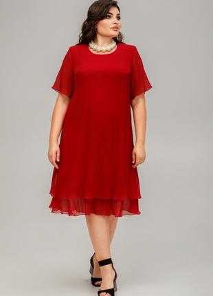 Платье арфа красный 52 (101646)