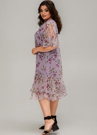 Модна шифонова жіноча сукня з квітковим принтом, батальні розміри
