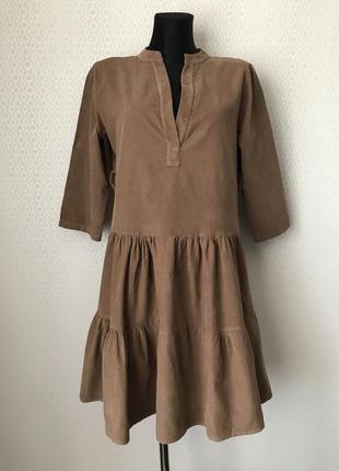 Новое (с этикеткой) оригинальное  ярусное платье кемел из микровельвета, размер s-l