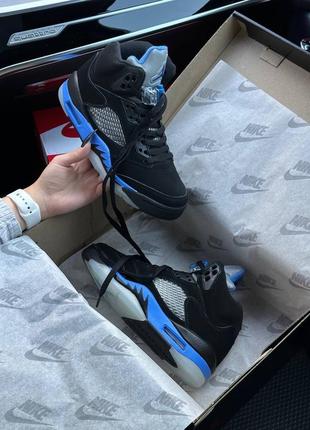 Женские кроссовки nike air jordan 5 retro black blue7 фото