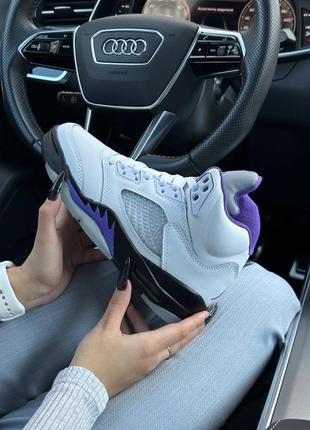 Жіночі кросівки nike air jordan 5 retro white black purple