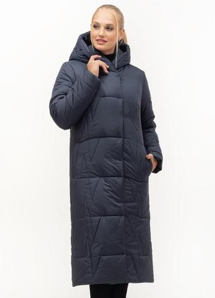Женское зимнее удлиненное пальто пуховик больших размеров (48-56)3 фото