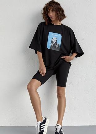 Костюм з футболкою oversize та велосипедками