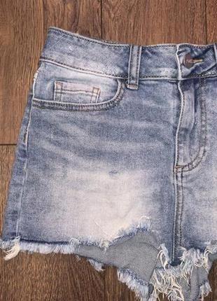 Крутые голубые короткие рваные джинсовые шортики"victoria’s secret pink”,xs/s5 фото