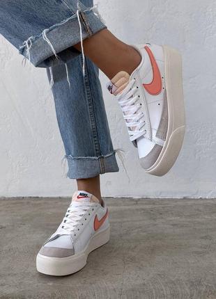 👟 кеди nike blazer low platform white peach       / наложка bs👟2 фото