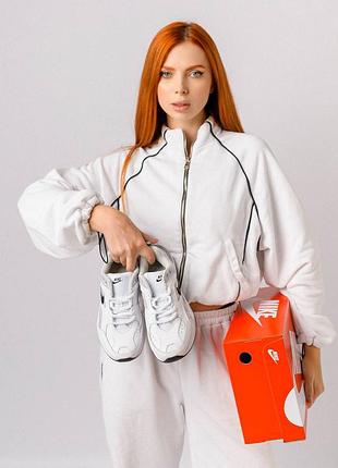 Жіночі кросівки nike m2k tekno fleece all white gray black, кроссовки найк6 фото