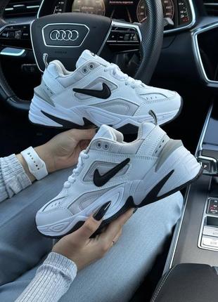 Женские кроссовки nike m2k tekno fleece all white gray black, кроссовки найк