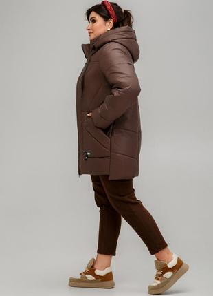 Жіноча подовжена демісезонна куртка великих розмірів poznan (50,52,54,56,58,60)3 фото