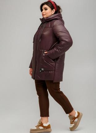Жіноча подовжена демісезонна куртка великих розмірів poznan (50,52,54,56,58,60)2 фото